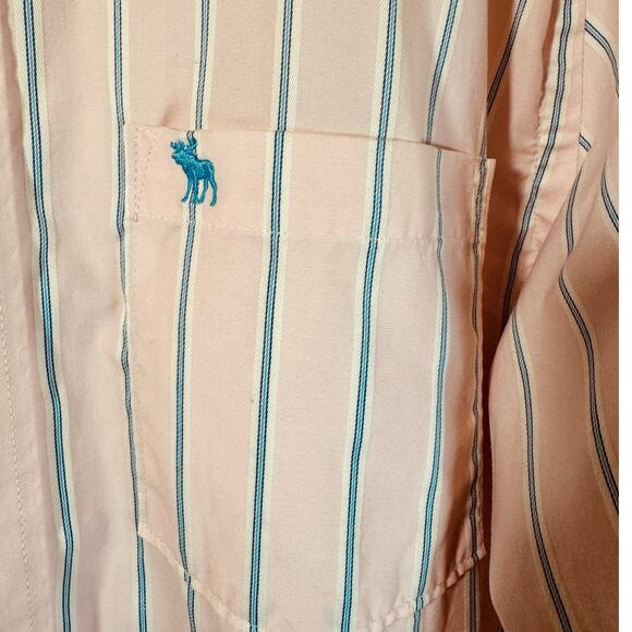 Abercrombie & Fitch Pink Blue Stripe Y2K Button Down Big Tall Mens Sz XXL Muscle - Picture 5 of 9